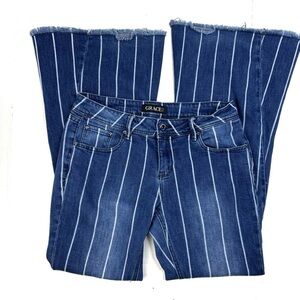 Grace in USA Pinstriped Flare Bellbottom Jeans